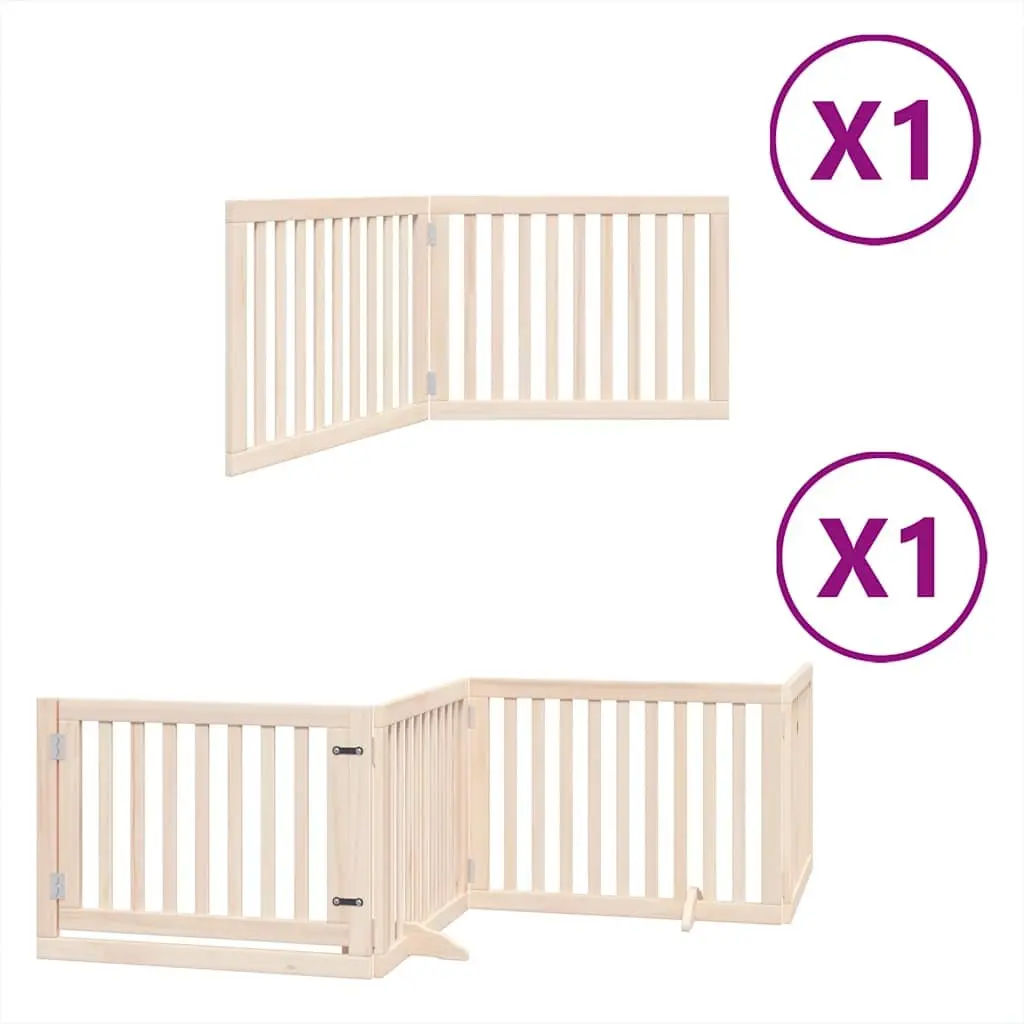 Dog Gate Poplar Wood 6 Panels Brown
