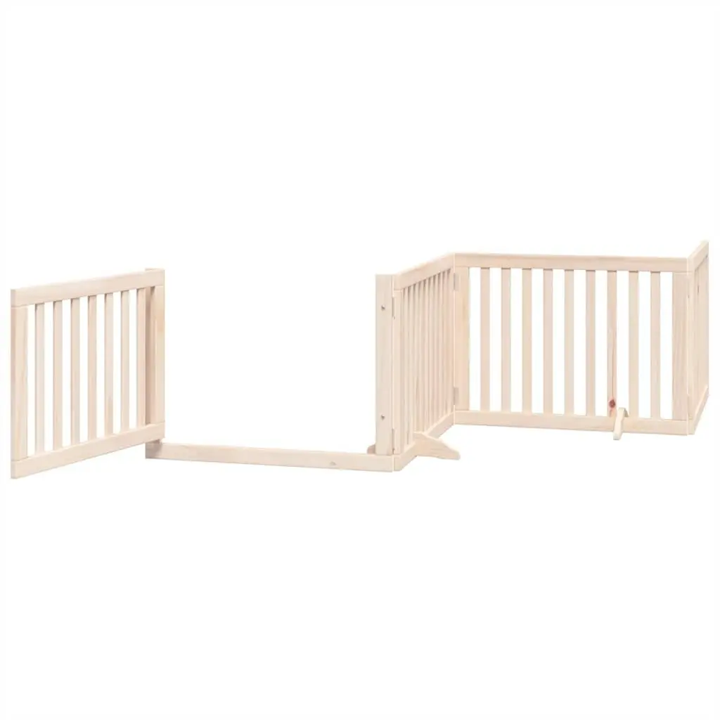 Dog Gate Poplar Wood 6 Panels Brown