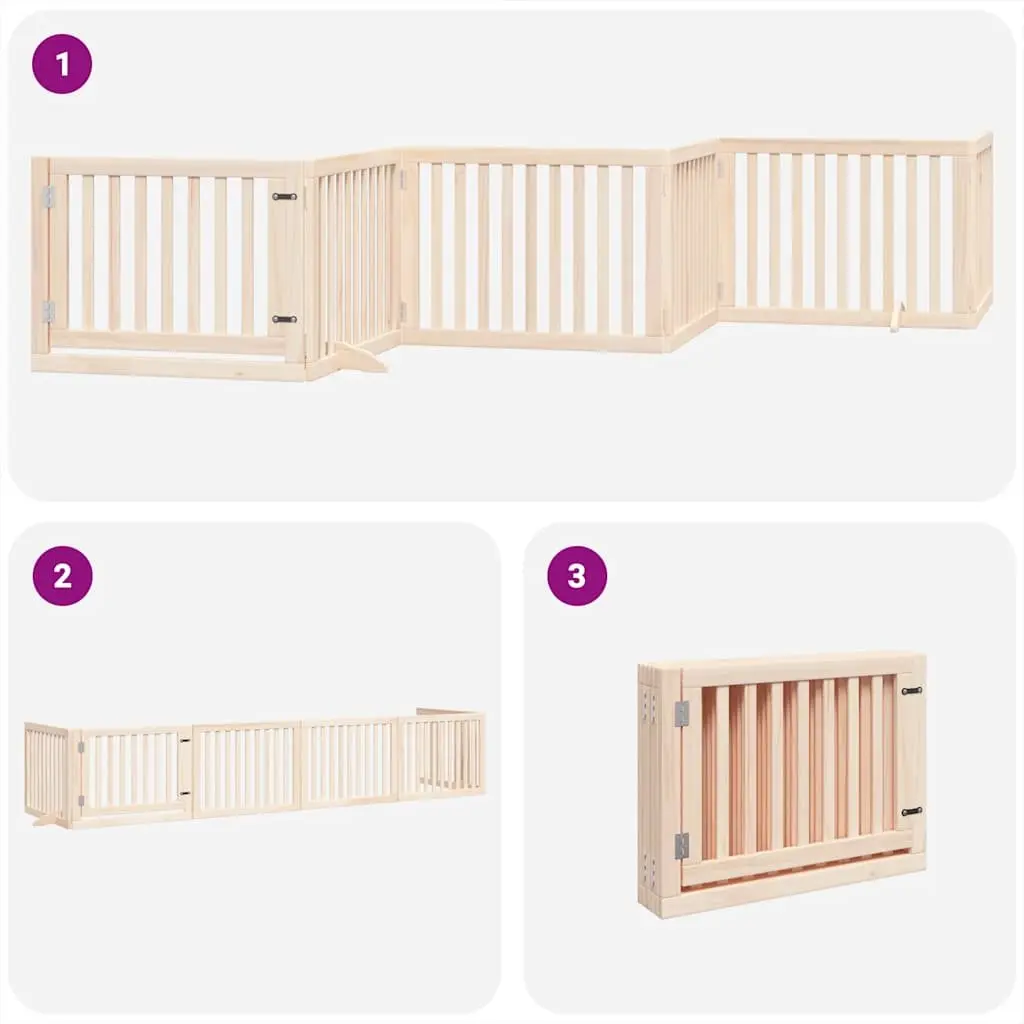 Dog Gate Poplar Wood 6 Panels Brown