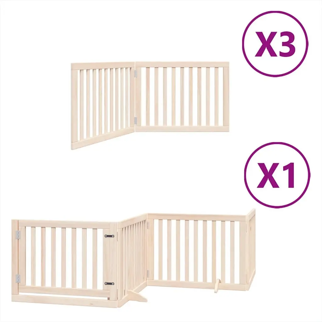 Foldable Dog Gate 10 Panels Poplar Wood Enclosure