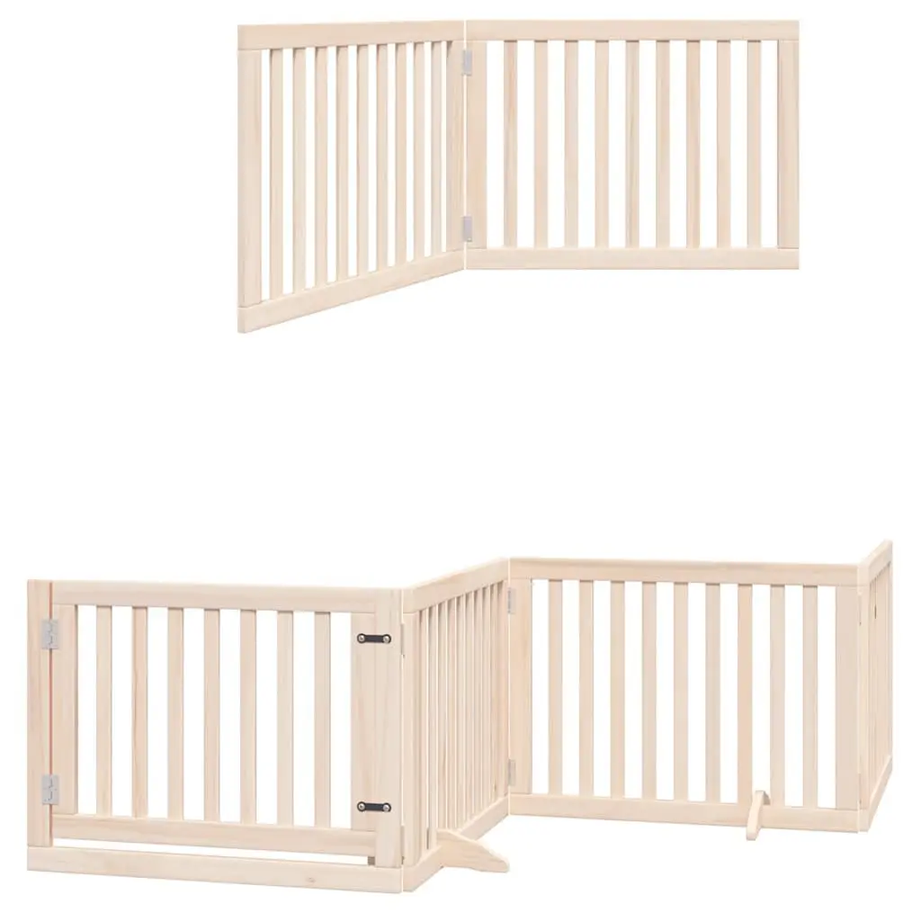 Foldable Dog Gate 10 Panels Poplar Wood Enclosure