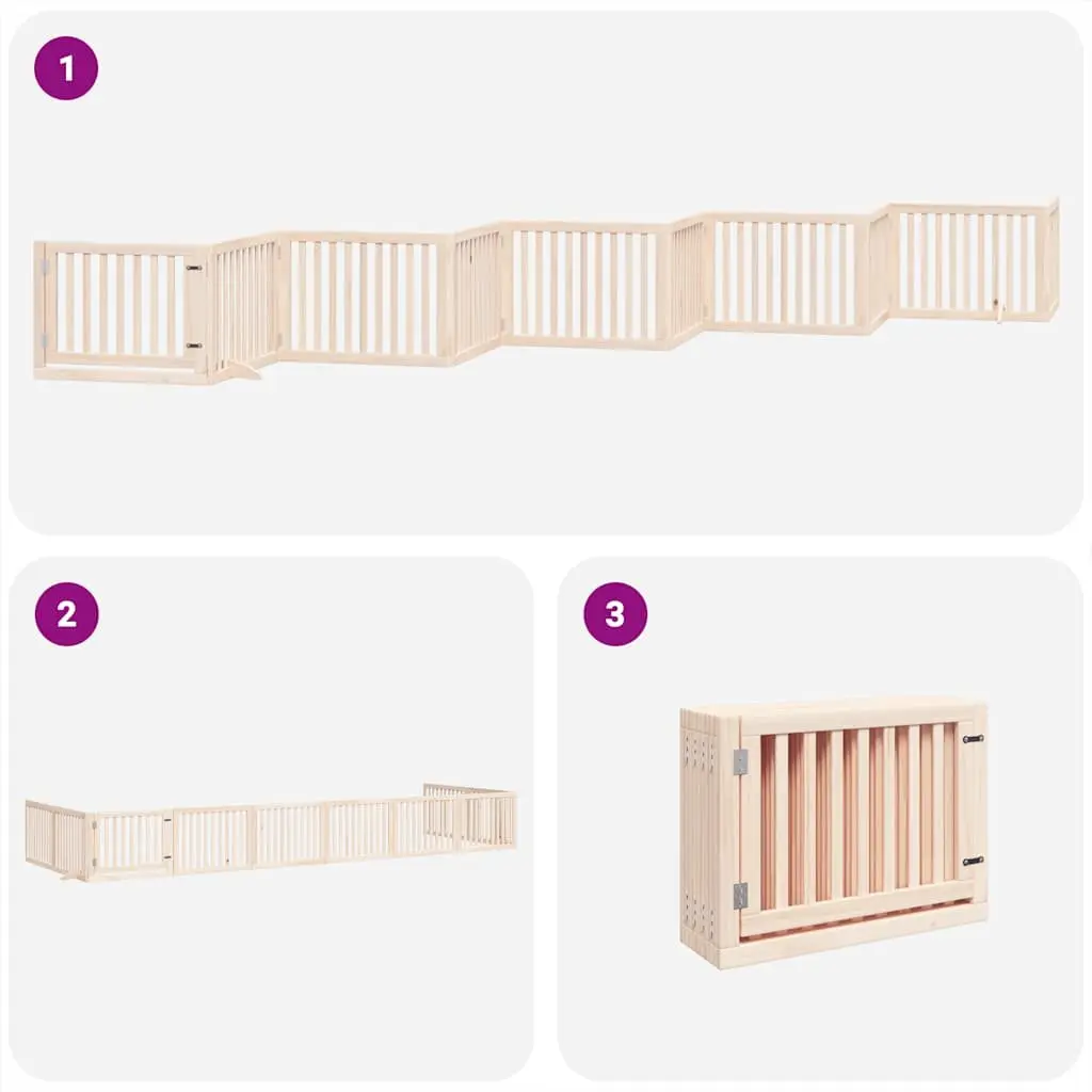 Foldable Dog Gate 10 Panels Poplar Wood Enclosure