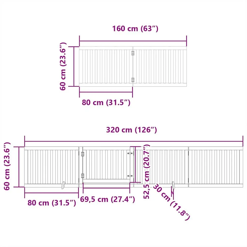 Foldable Dog Gate 10 Panels Poplar Wood Enclosure