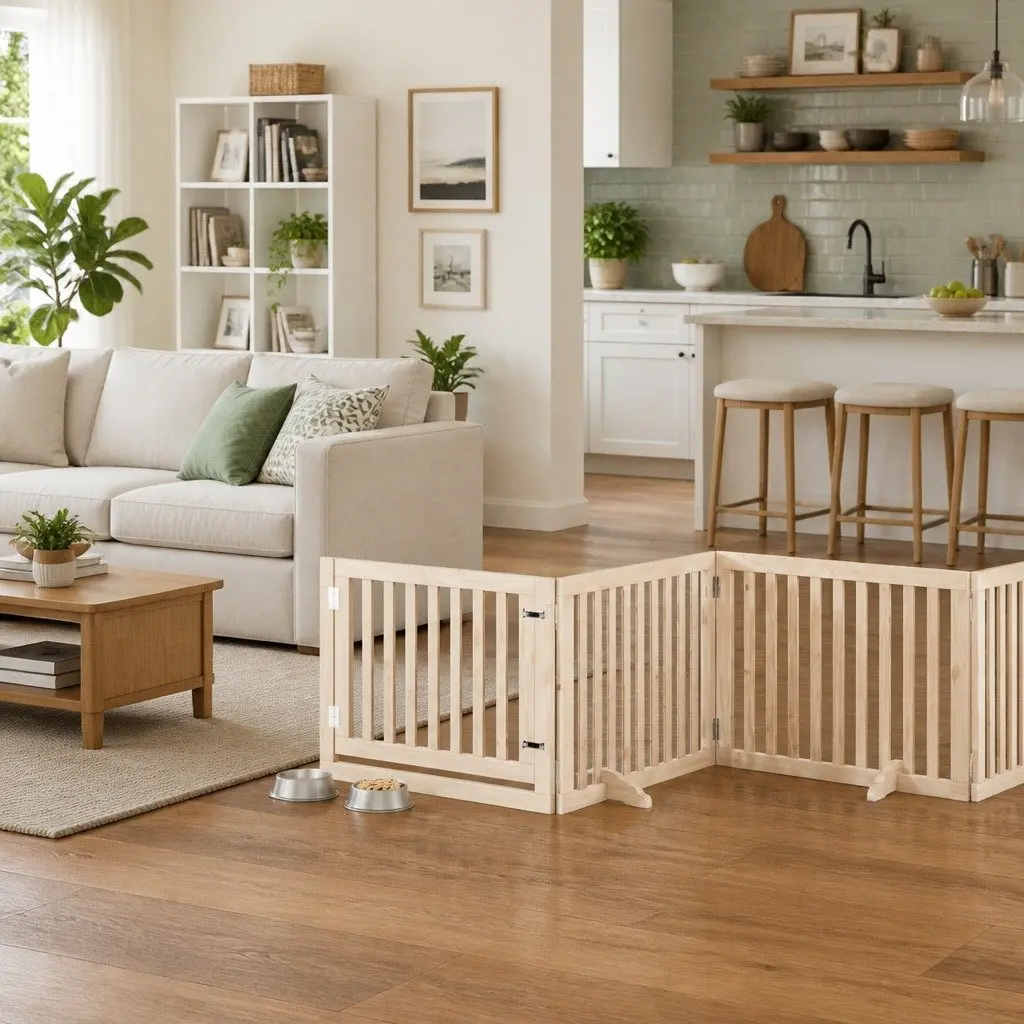 Foldable Dog Gate with 12 Panels and Locks