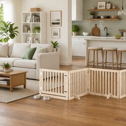 Sturdy Foldable Dog Gate with 12 Panels and Locks