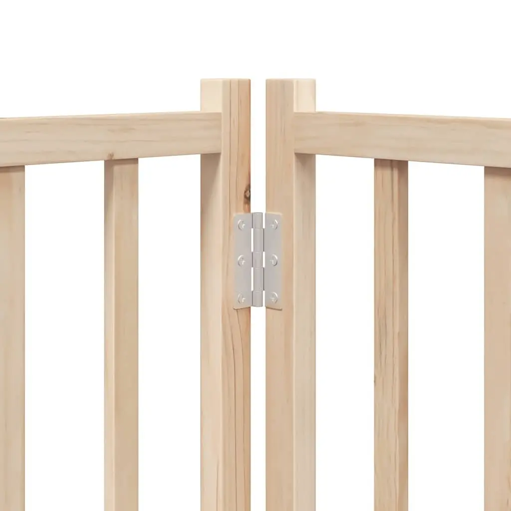 Dog Gate Poplar Wood 12 Panels 600cm Brown Foldable Pet Safety Barrier with Door