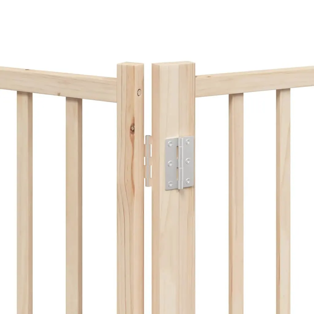Dog Gate Poplar Wood 12 Panels 600cm Brown Foldable Pet Safety Barrier with Door