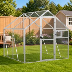 Silver Aluminum Frame Bird Aviary with Wire Mesh Grids