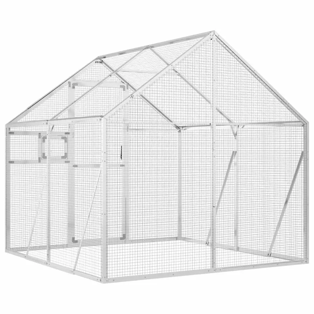 Silver Aluminum Frame Bird Aviary with Wire Mesh Grids