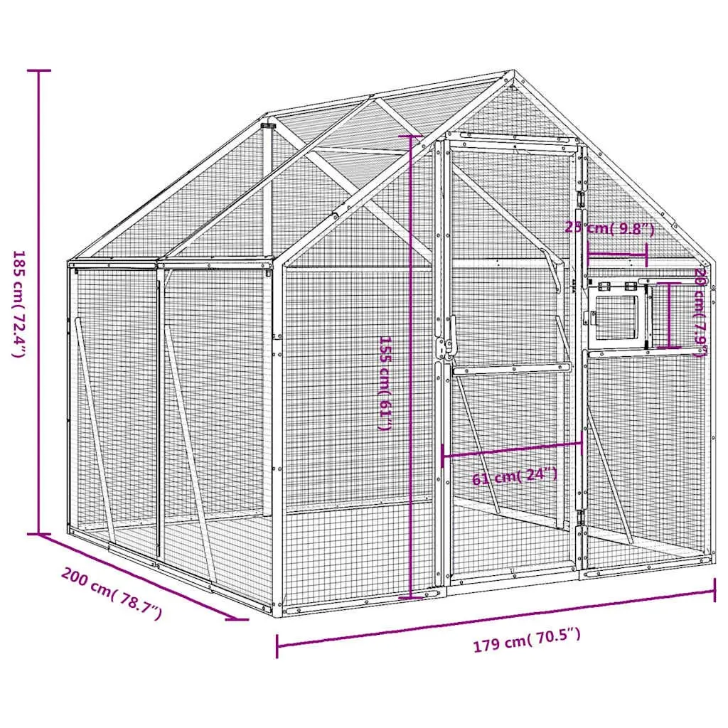Silver Aluminum Frame Bird Aviary with Wire Mesh Grids