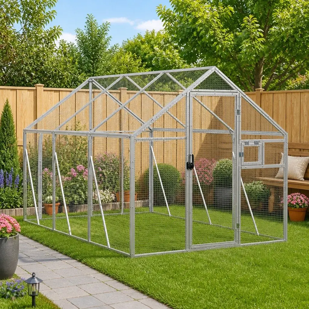 Silver Large Bird Aviary with Aluminium Frame