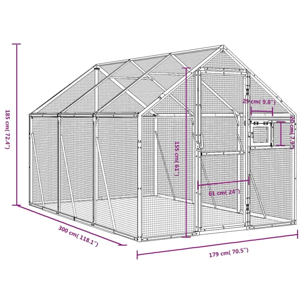 Silver Large Bird Aviary with Aluminium Frame