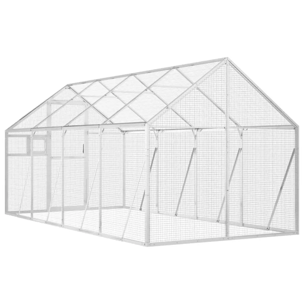 Aviary Bird Cage Aluminium 1.79x4x1.85m Silver Wire Mesh Outdoor Enclosure Pet House