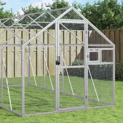 Large Silver Aluminium Bird Aviary with Wire Mesh