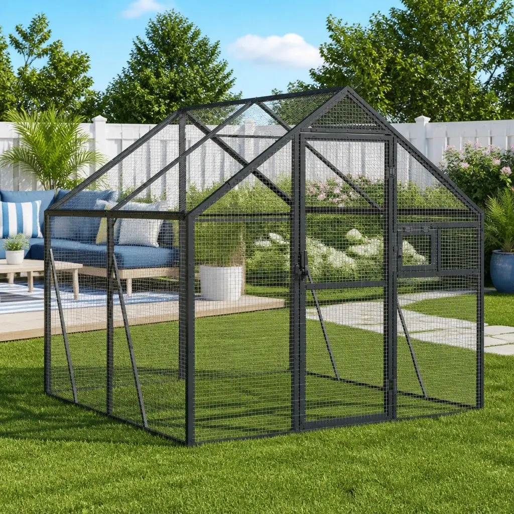 Large Bird Aviary with Anthracite Metal Frame