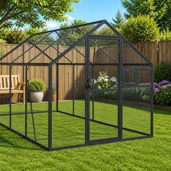 Large Anthracite Bird Aviary 1.79x6x1.85 m Aluminium Cage