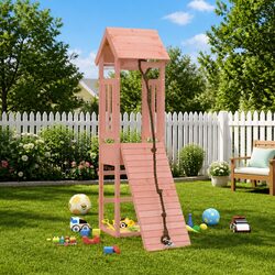Durable Wooden Playhouse with Climbing Wall and Sandbox