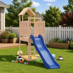 Durable Wooden Outdoor Playset with Slide and Sandbox