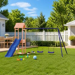 Outdoor Playset Climbing Frame Swing Slide Sandpit Wooden Backyard Children