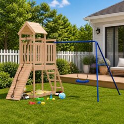 Durable Wooden Outdoor Playset with Climbing Frame