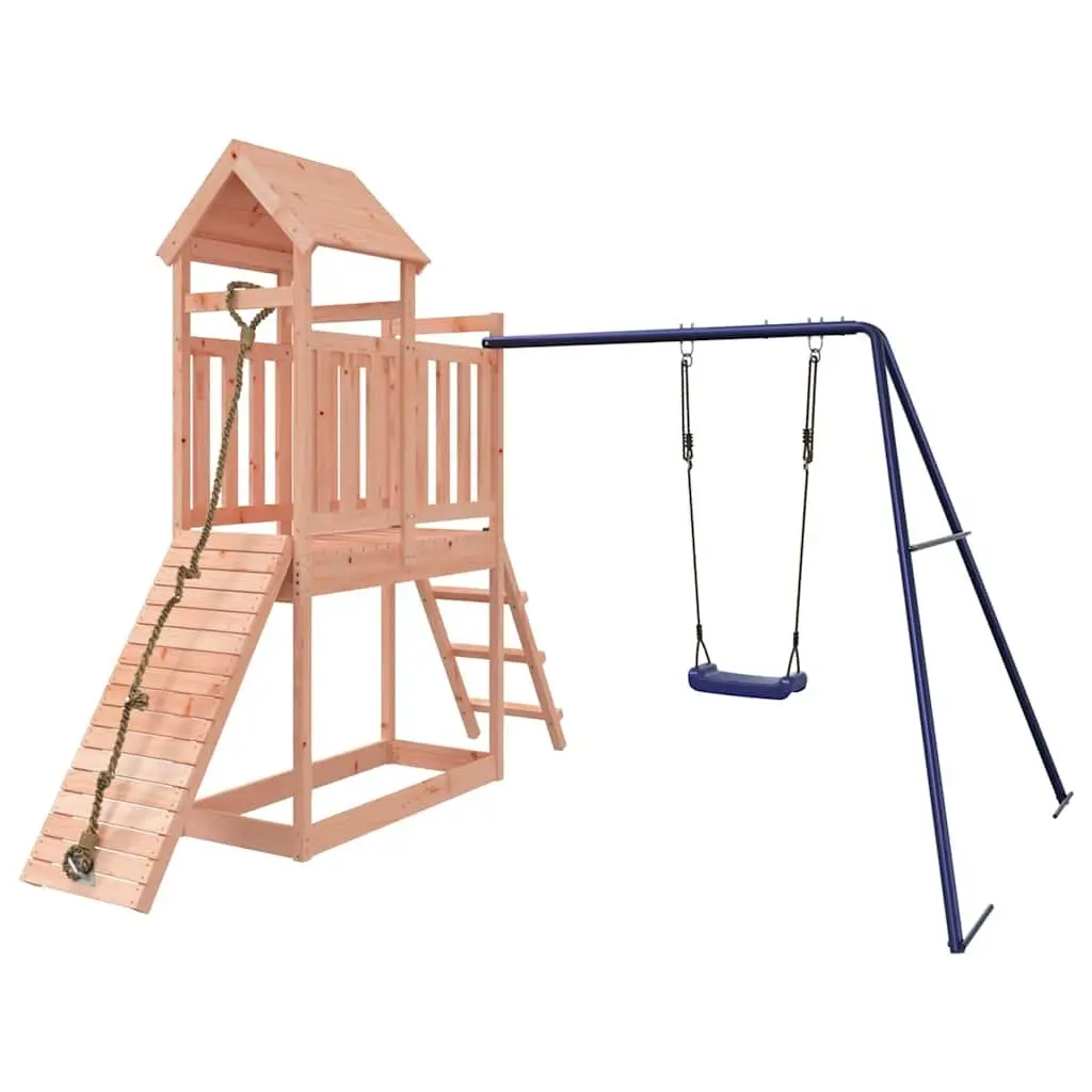 Outdoor Playset Wooden Climbing Frame Swing Slide Sandbox Brown