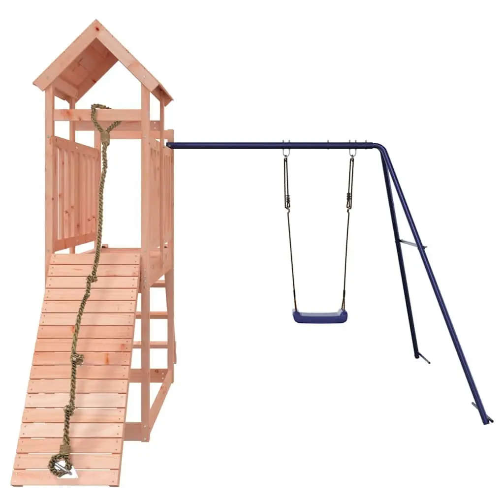 Outdoor Playset Wooden Climbing Frame Swing Slide Sandbox Brown