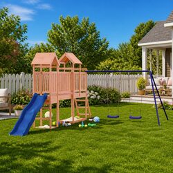 Durable Wooden Outdoor Playset with Climbing Frame and Slide