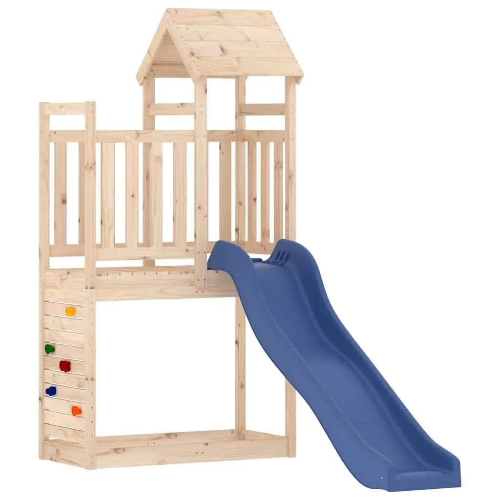 Wooden Outdoor Playset Climbing Frame Slide Sandbox Rockwall Brown