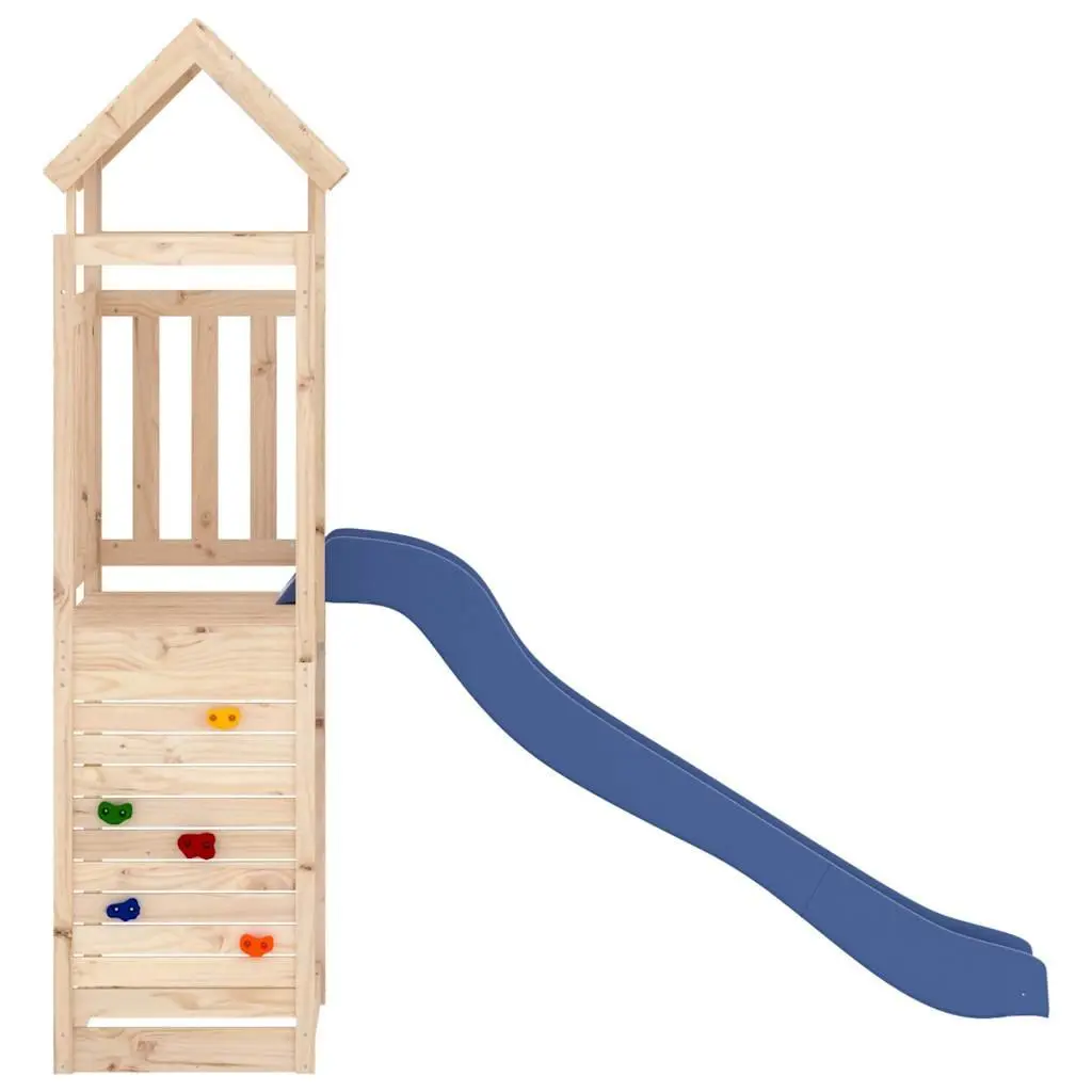 Wooden Outdoor Playset Climbing Frame Slide Sandbox Rockwall Brown