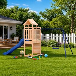 Durable Wooden Outdoor Playset with Slide, Swing & Sandbox