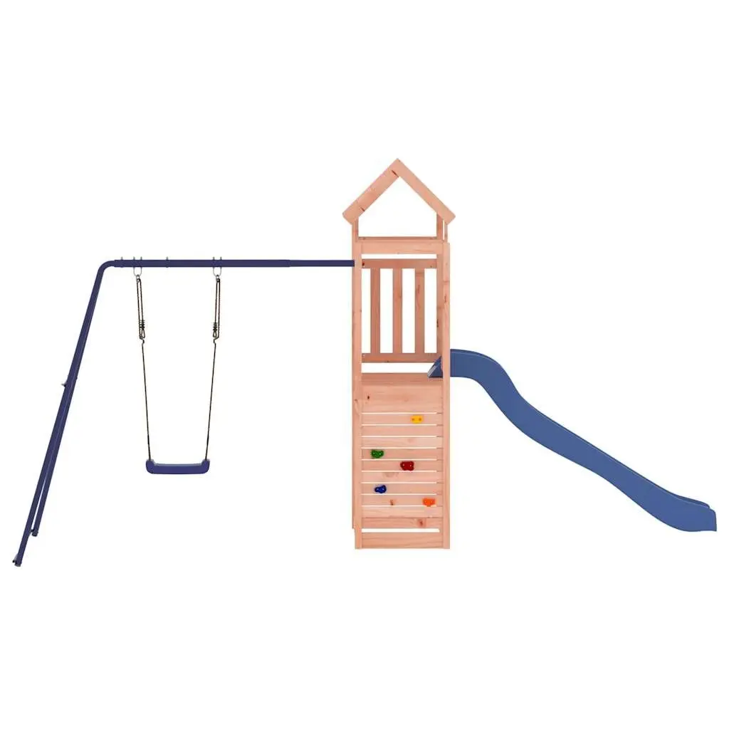 Outdoor Playset Wooden Multi-Activity Climbing Frame Slide Swing Sandbox Brown 90cm