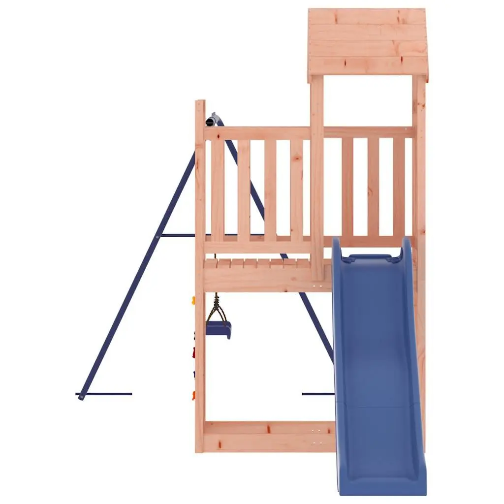 Outdoor Playset Wooden Multi-Activity Climbing Frame Slide Swing Sandbox Brown 90cm
