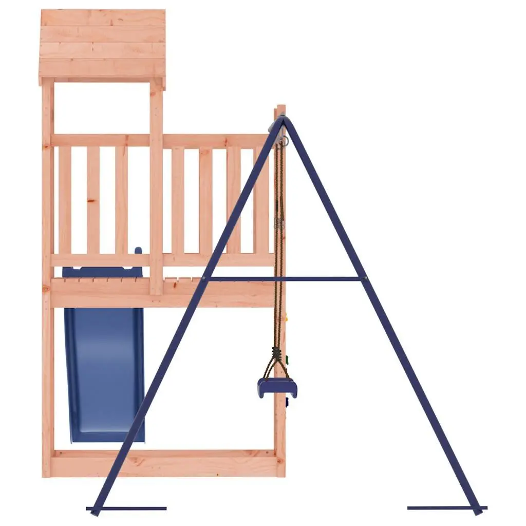 Outdoor Playset Wooden Multi-Activity Climbing Frame Slide Swing Sandbox Brown 90cm