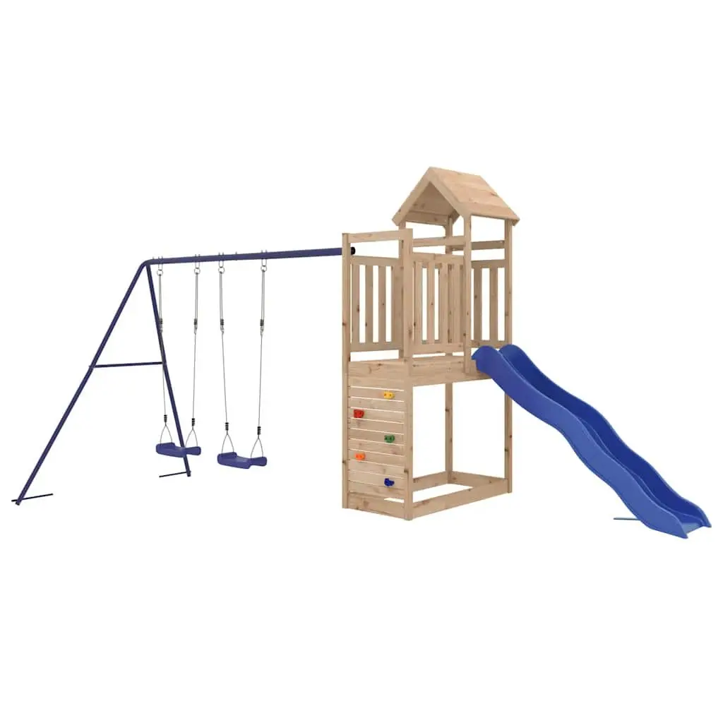 Wooden Outdoor Playset with Sandbox and Slide