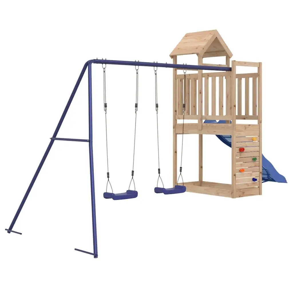 Wooden Outdoor Playset with Sandbox and Slide