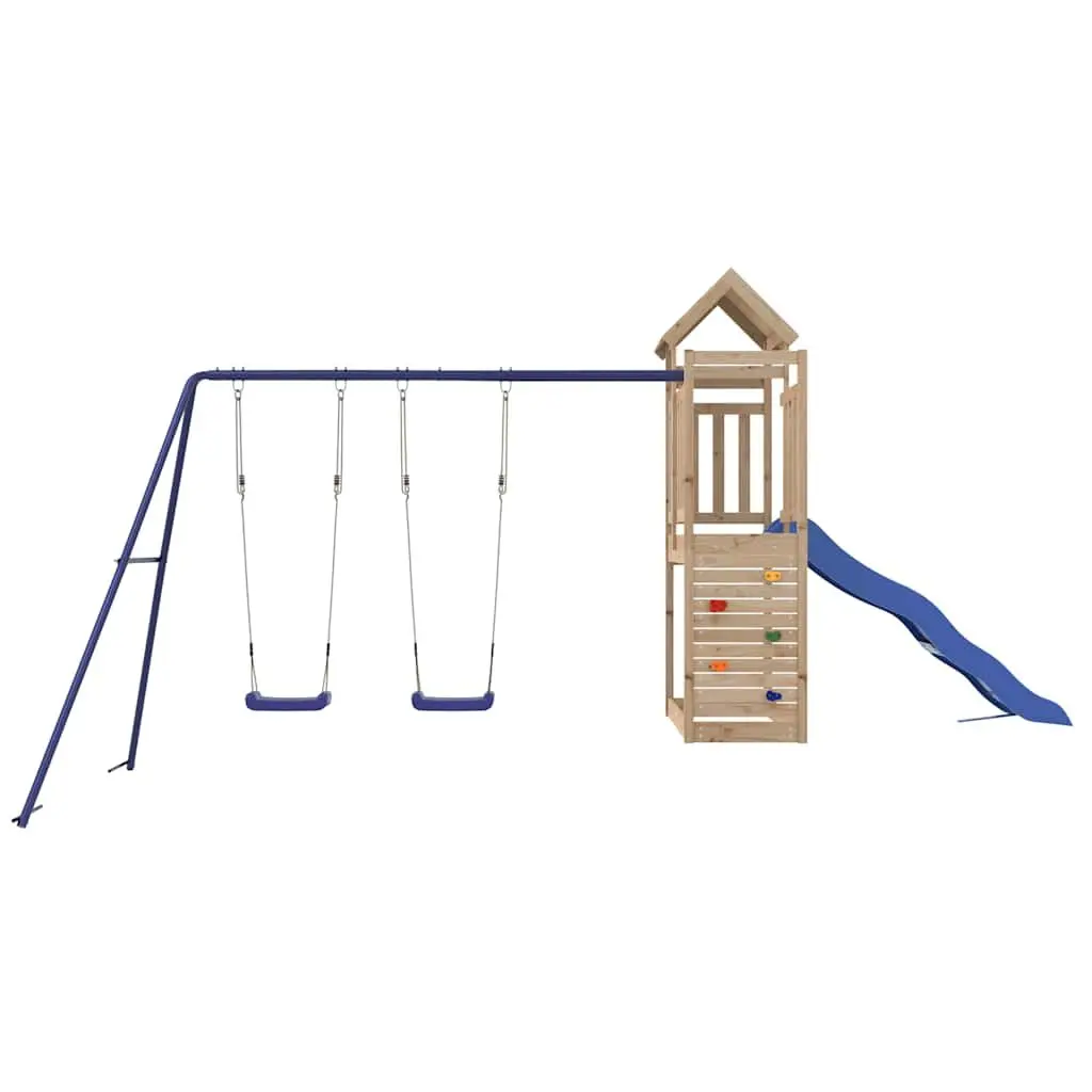 Wooden Outdoor Playset with Sandbox and Slide