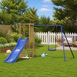 Durable Wooden Outdoor Playset with Swing and Slide