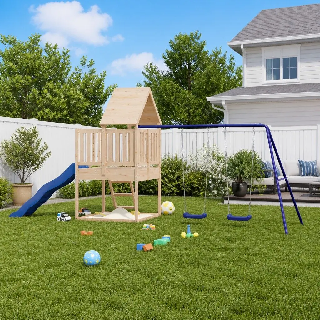 Wooden Outdoor Playset with Climbing Frame and Slide
