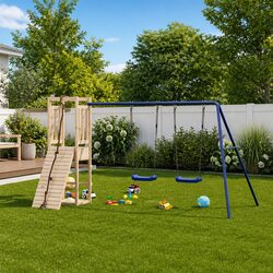 Wooden Outdoor Playset with Swing Set and Sandbox