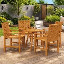 Outdoor Dining Chairs 4 pcs Solid Acacia Wood Garden Seating Brown