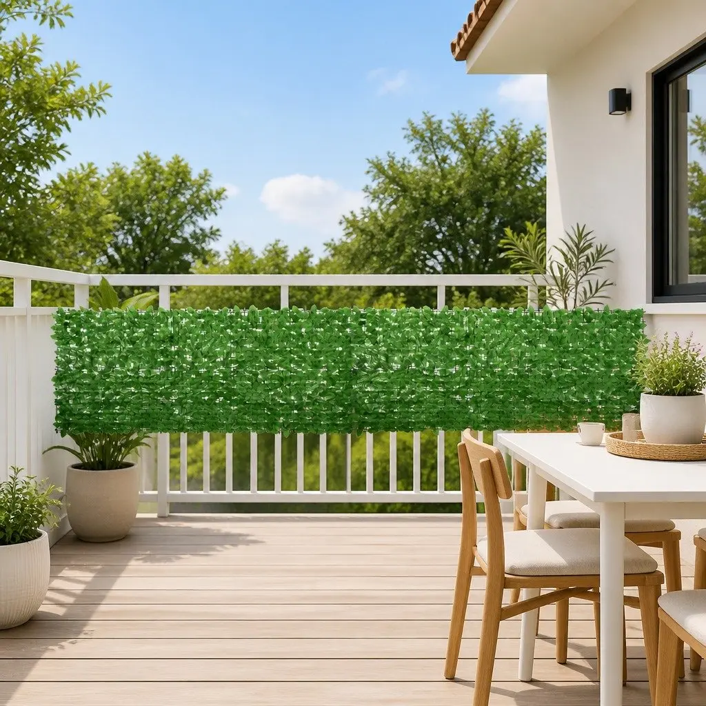 Outdoor Balcony Privacy Screen with Leaf Pattern