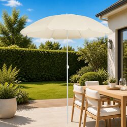 Garden Parasol Umbrella 180cm Outdoor Sunshade Tilt Function Beige Pole