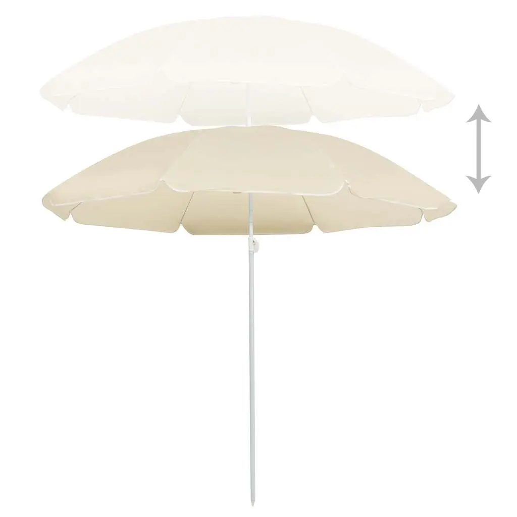 Garden Parasol Umbrella Polyester 180cm Beige Steel Pole