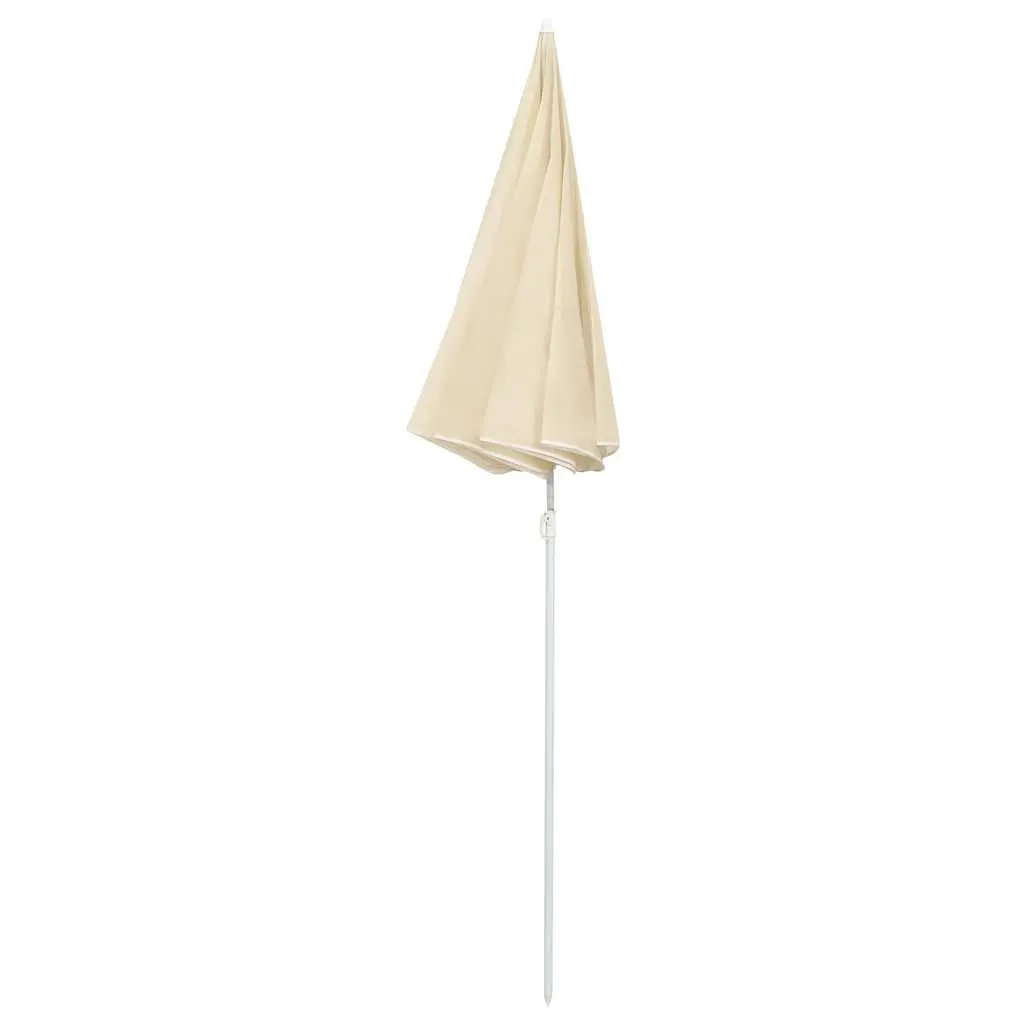 Garden Parasol Umbrella Polyester 180cm Beige Steel Pole