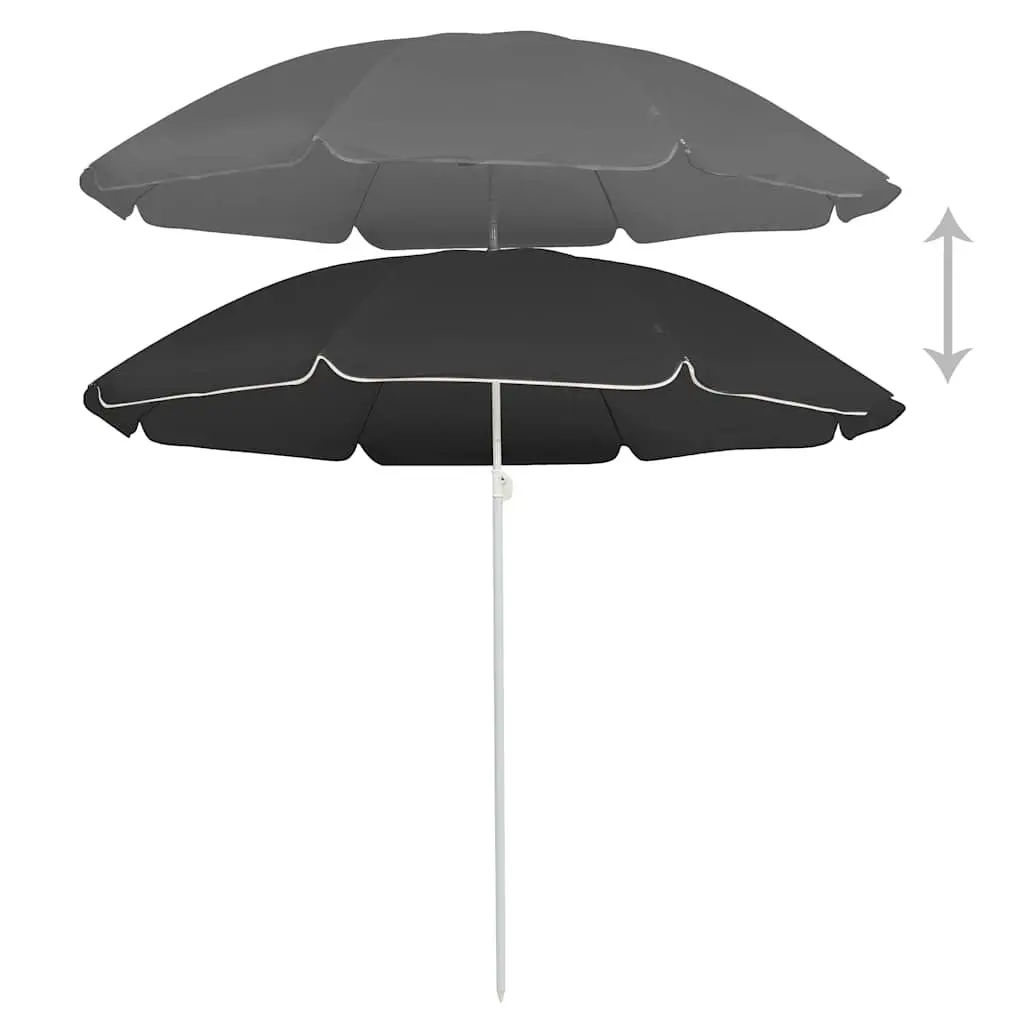 Garden Parasol Polyester 180cm Anthracite Outdoor Shade Umbrella Steel Pole