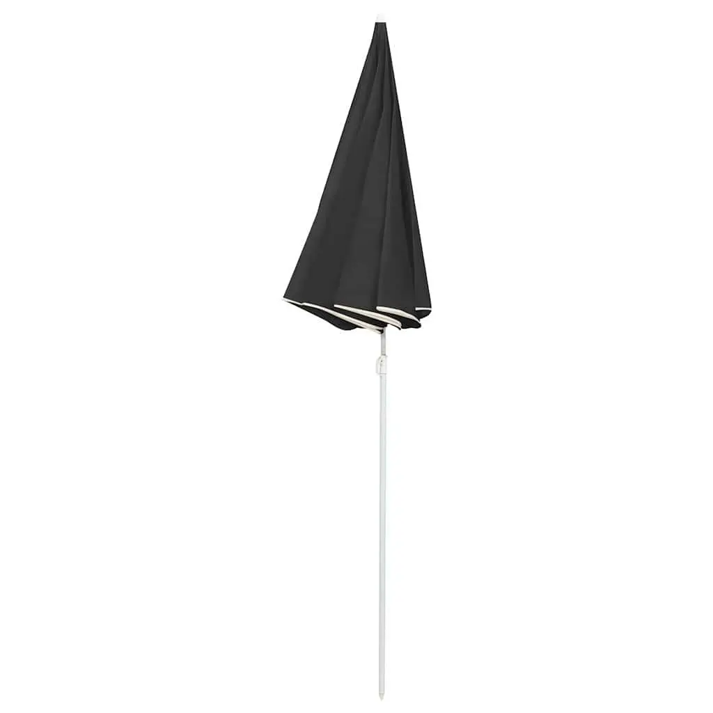 Garden Parasol Polyester 180cm Anthracite Outdoor Shade Umbrella Steel Pole