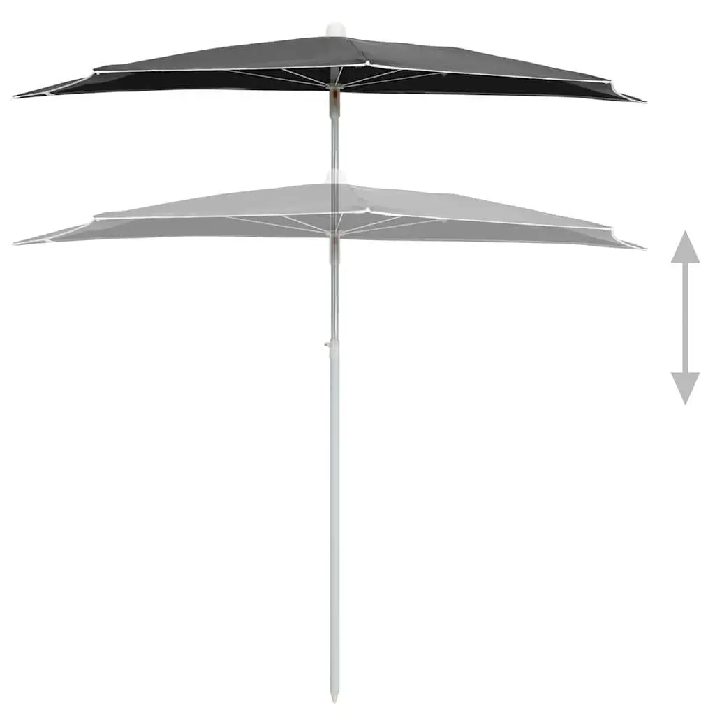 Half Round Garden Parasol Polyester 180x90 cm Anthracite