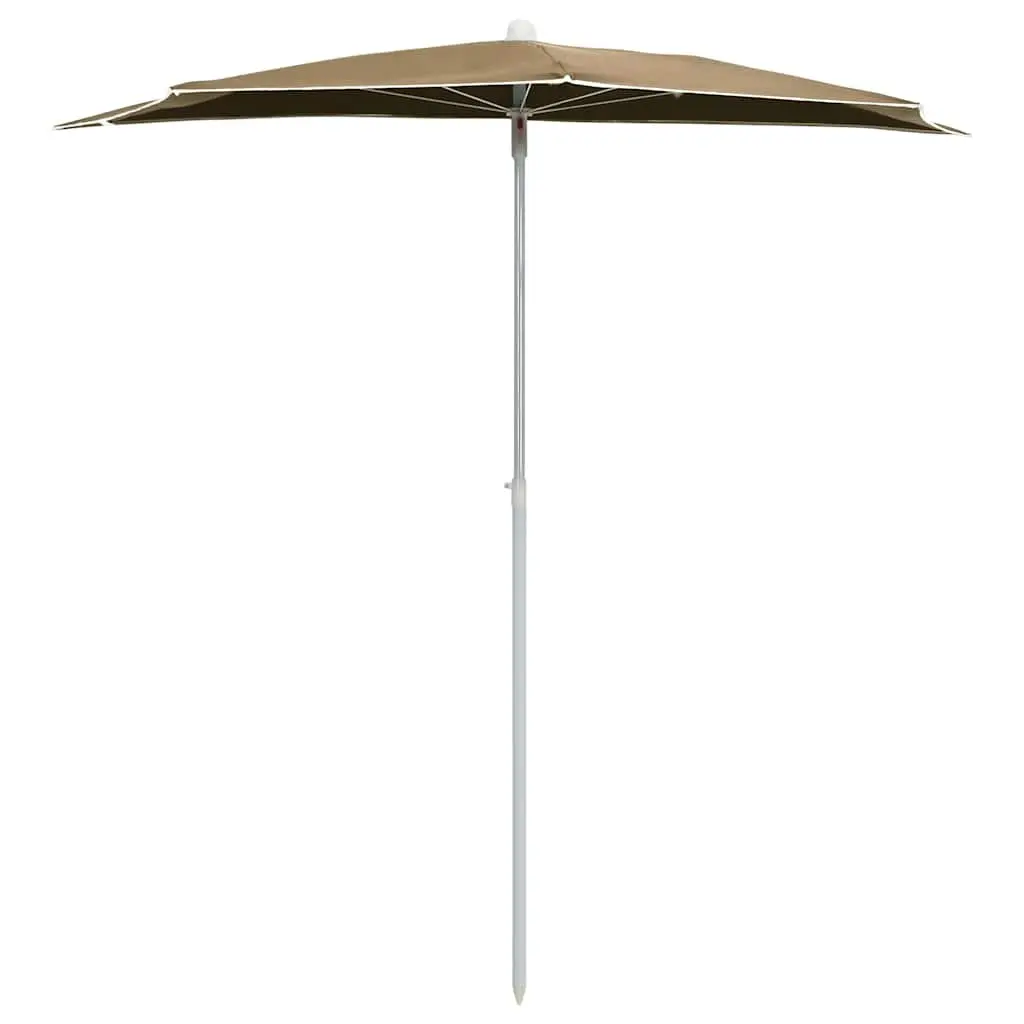 Half Round Garden Parasol Outdoor Sun Shade Patio Umbrella with Pole Taupe