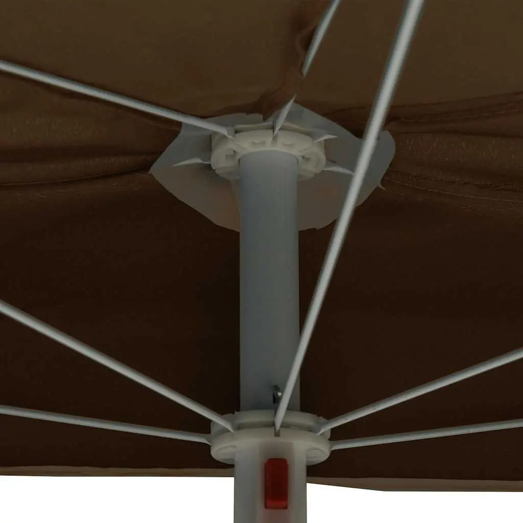 Half Round Garden Parasol Outdoor Sun Shade Patio Umbrella with Pole Taupe