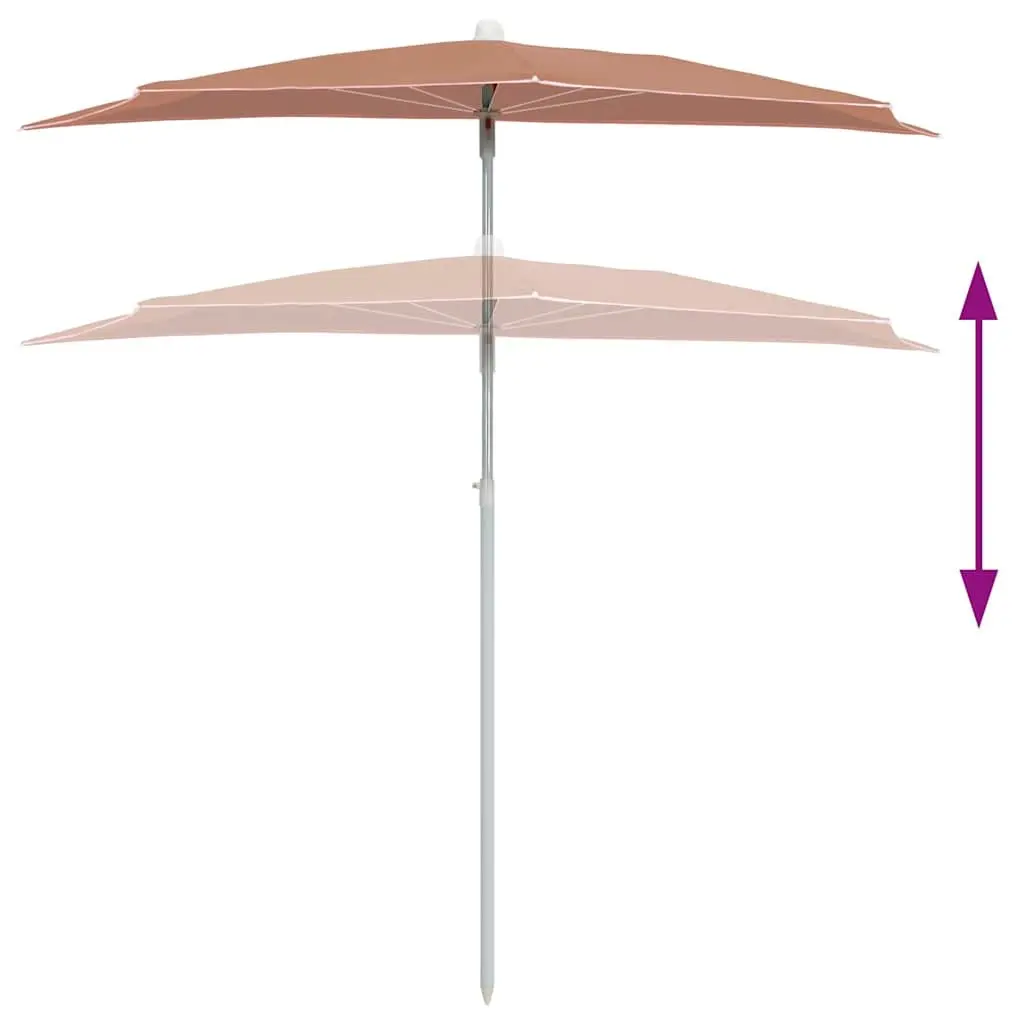 Half Round Garden Parasol 180x90cm in Orange